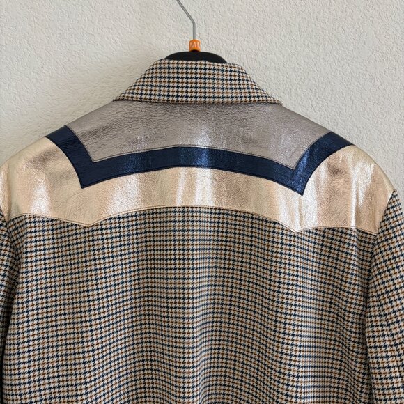 ZADIG & VOLTAIRE Kartys Car Jacket Women’s Medium – Metallic Faux Leather Plaid - Picture 12 of 16